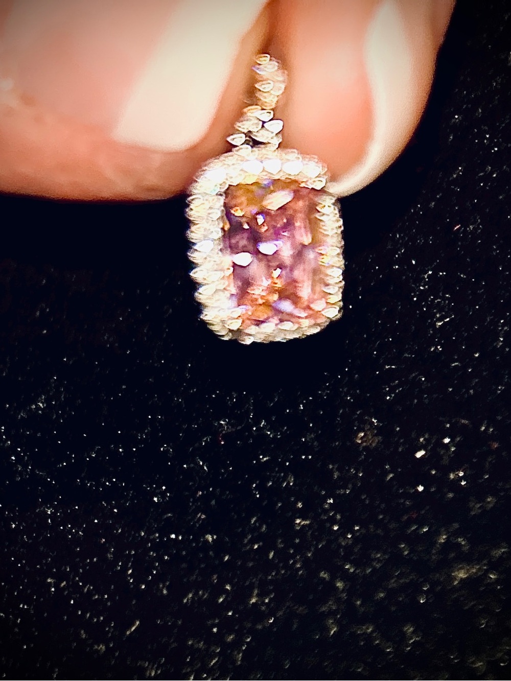 NWT Pink Sapphire Halo Pendant Necklace Sterling Silver.925- Women Jewelry